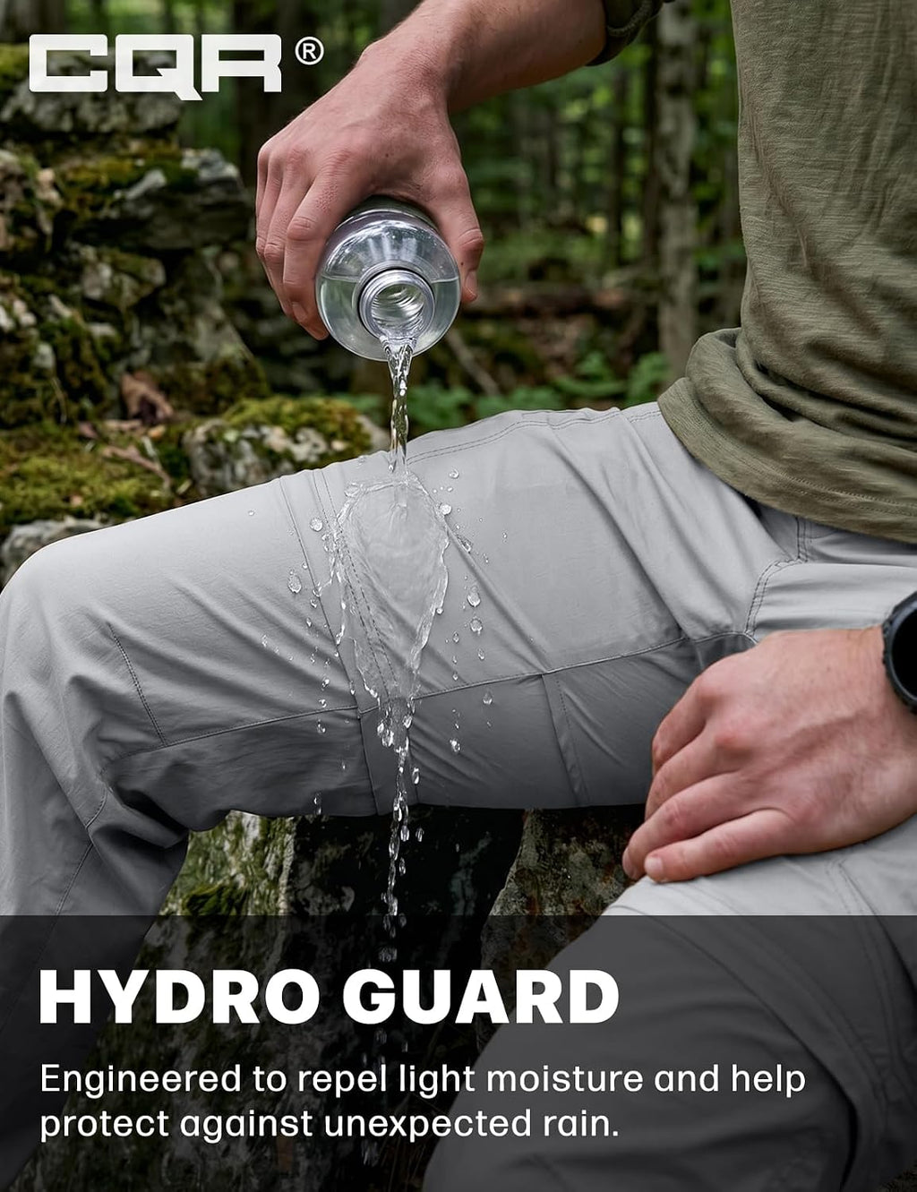 CQR Men's Convertible Cargo Tactical Pants, Water Resistant Outdoor Hiking Pants, Zip Off Lightweight Stretch Work Pants