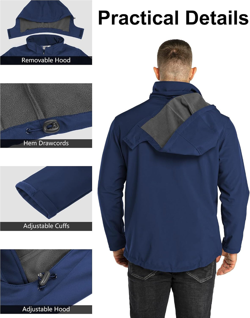 Outdoor Ventures Men's Softshell Jacket Waterproof Fleece Rain Shell Coat