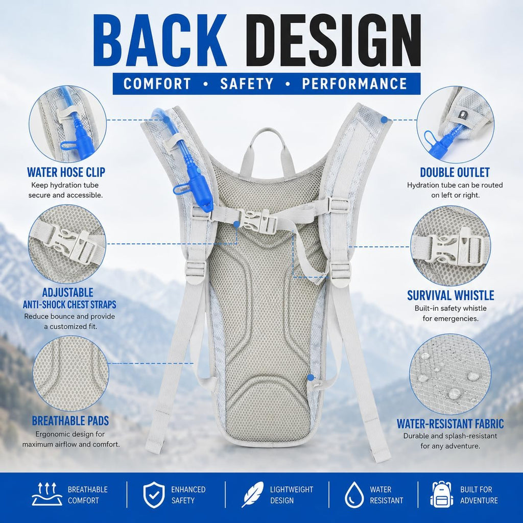 Zavothy Hydration Backpack with 2L Hydration Bladder Water Backpack for Hiking Hydration Pack for Running Cycling Hiking
