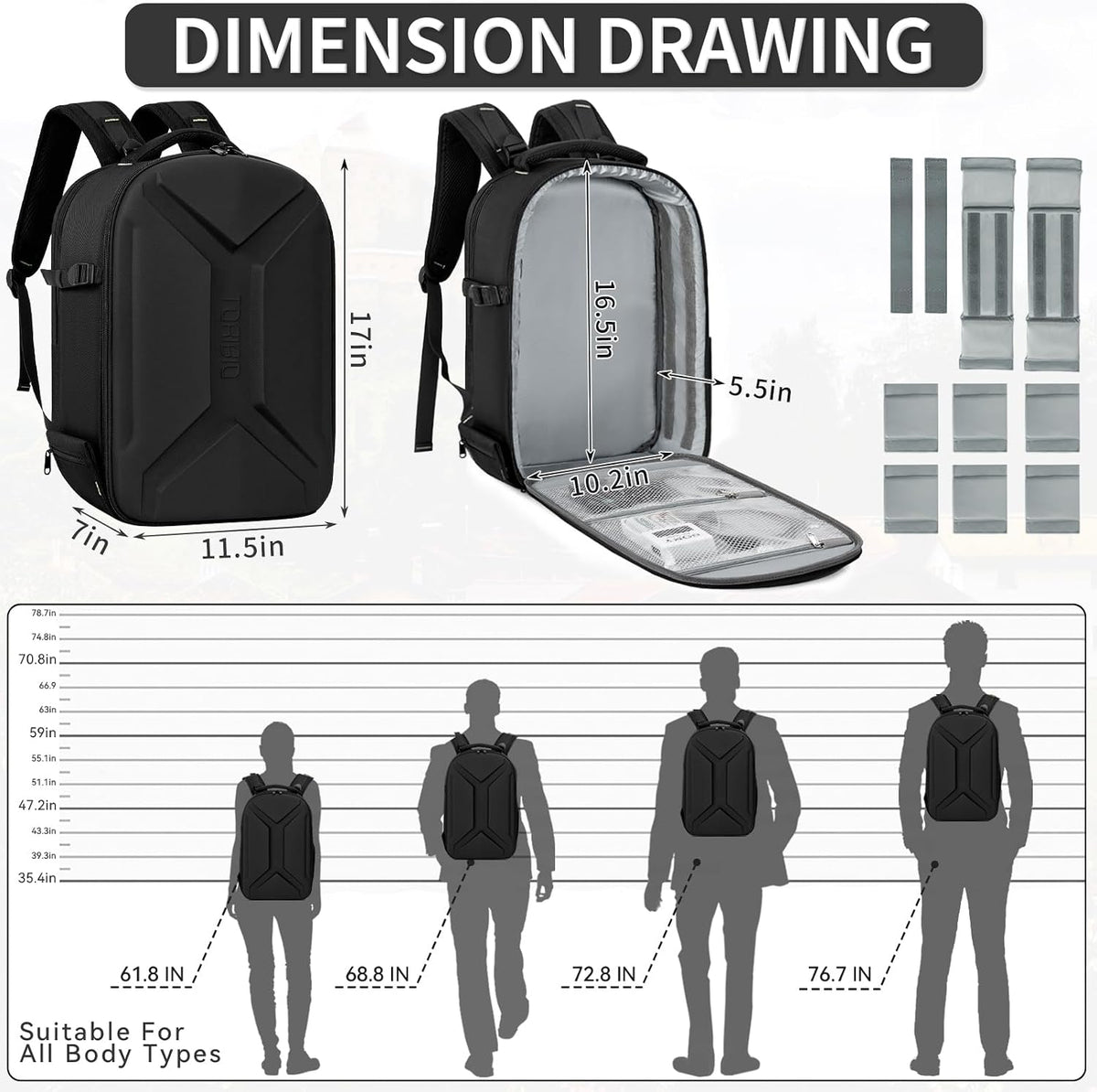 TORIBIO Large Hardshell Camera Backpack DSLR/SLR/Mirrorless Photography Bag