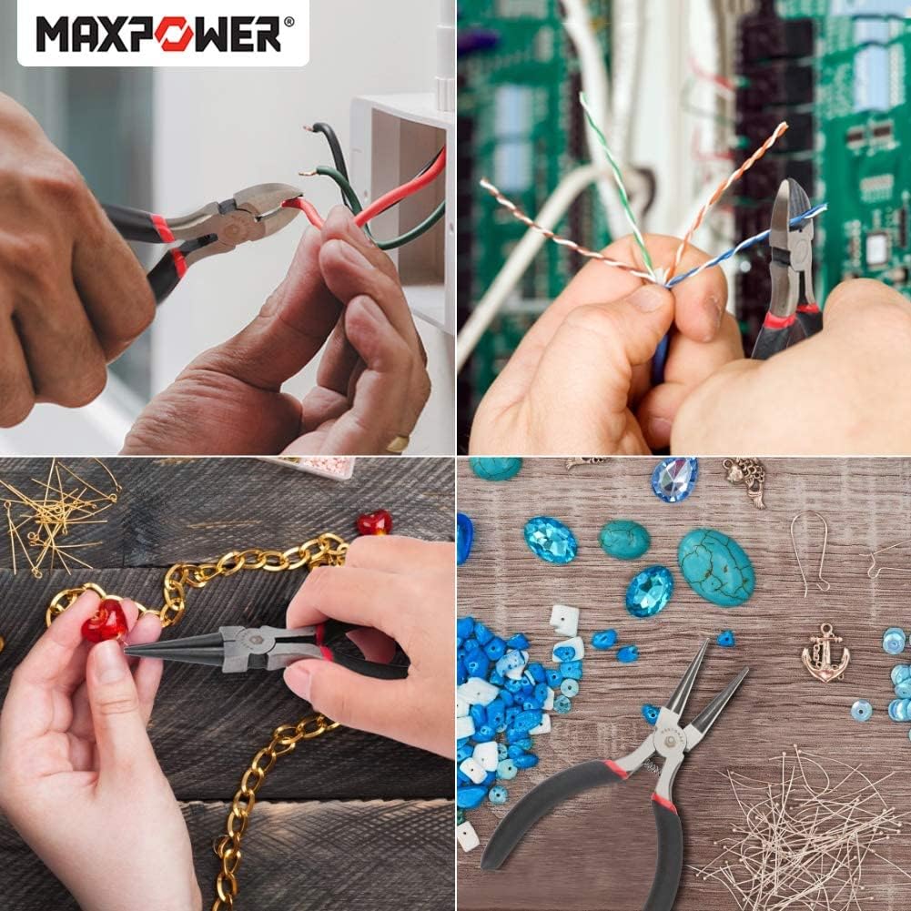 MAXPOWER 8-Pc Mini Pliers Set – Jewelry Making, Wire Wrapping, Crafts & DIY