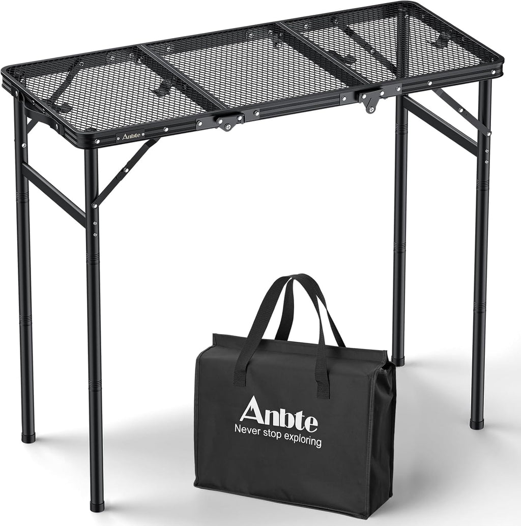 Anbte 3ft Tri-fold Grill Table, 3 Adjustable Heights Max 29.5", 35" x 16"