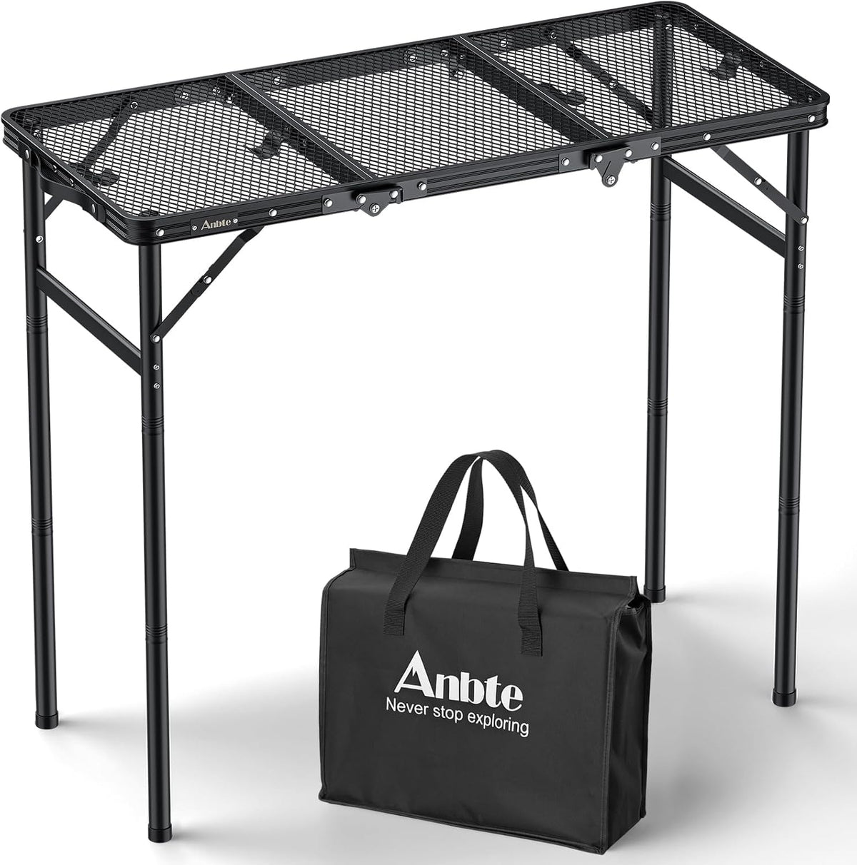 Anbte 3ft Tri-fold Grill Table, 3 Adjustable Heights Max 29.5", 35" x 16"