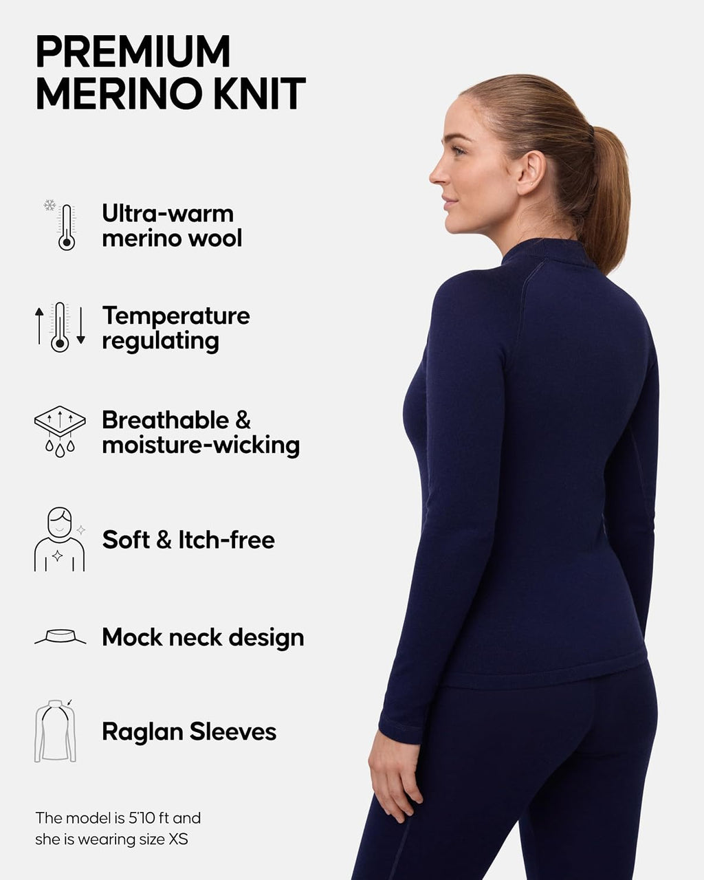 DANISH ENDURANCE Merino Wool Thermal Top for Women, Extreme Cold