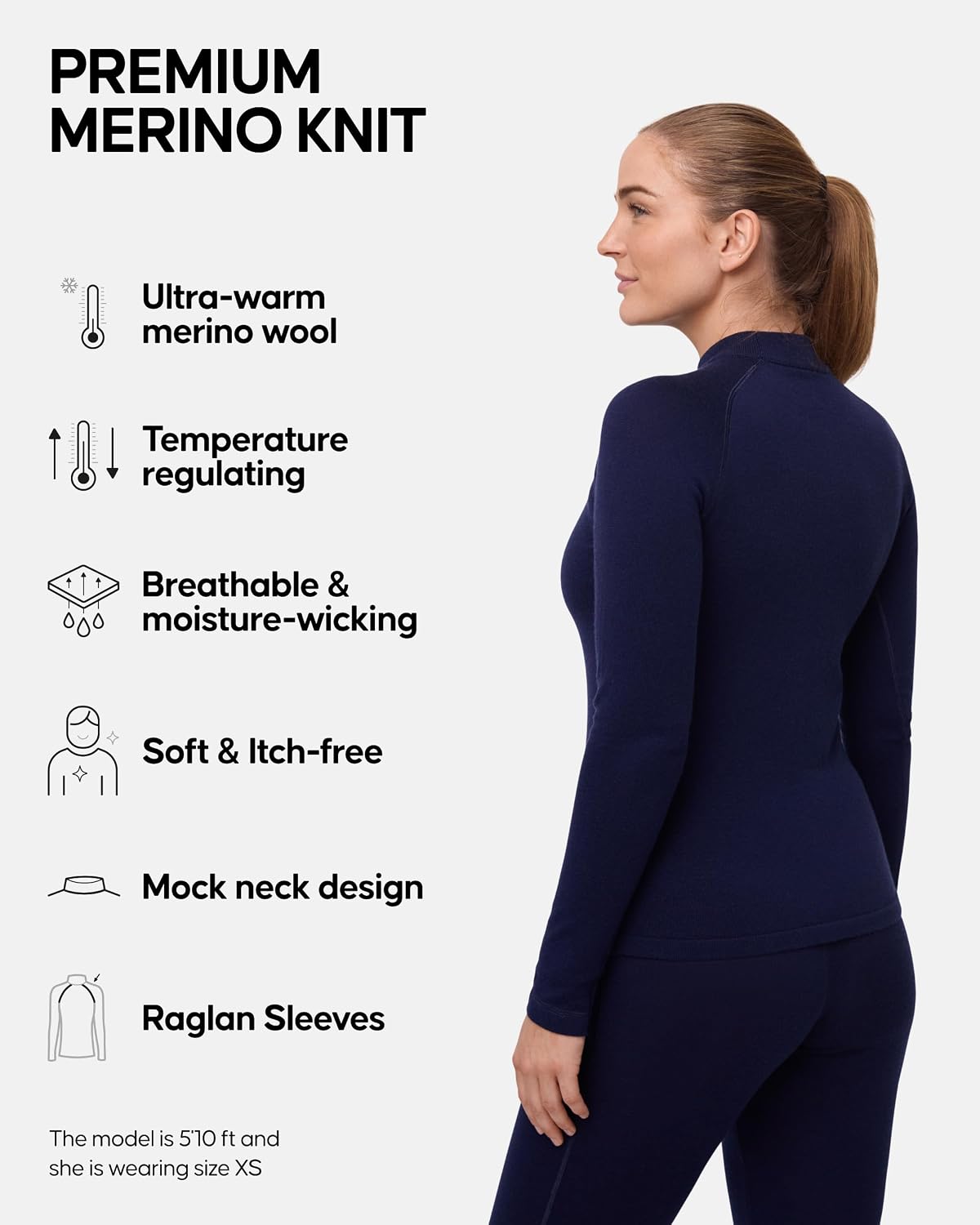 DANISH ENDURANCE Merino Wool Thermal Top for Women, Extreme Cold