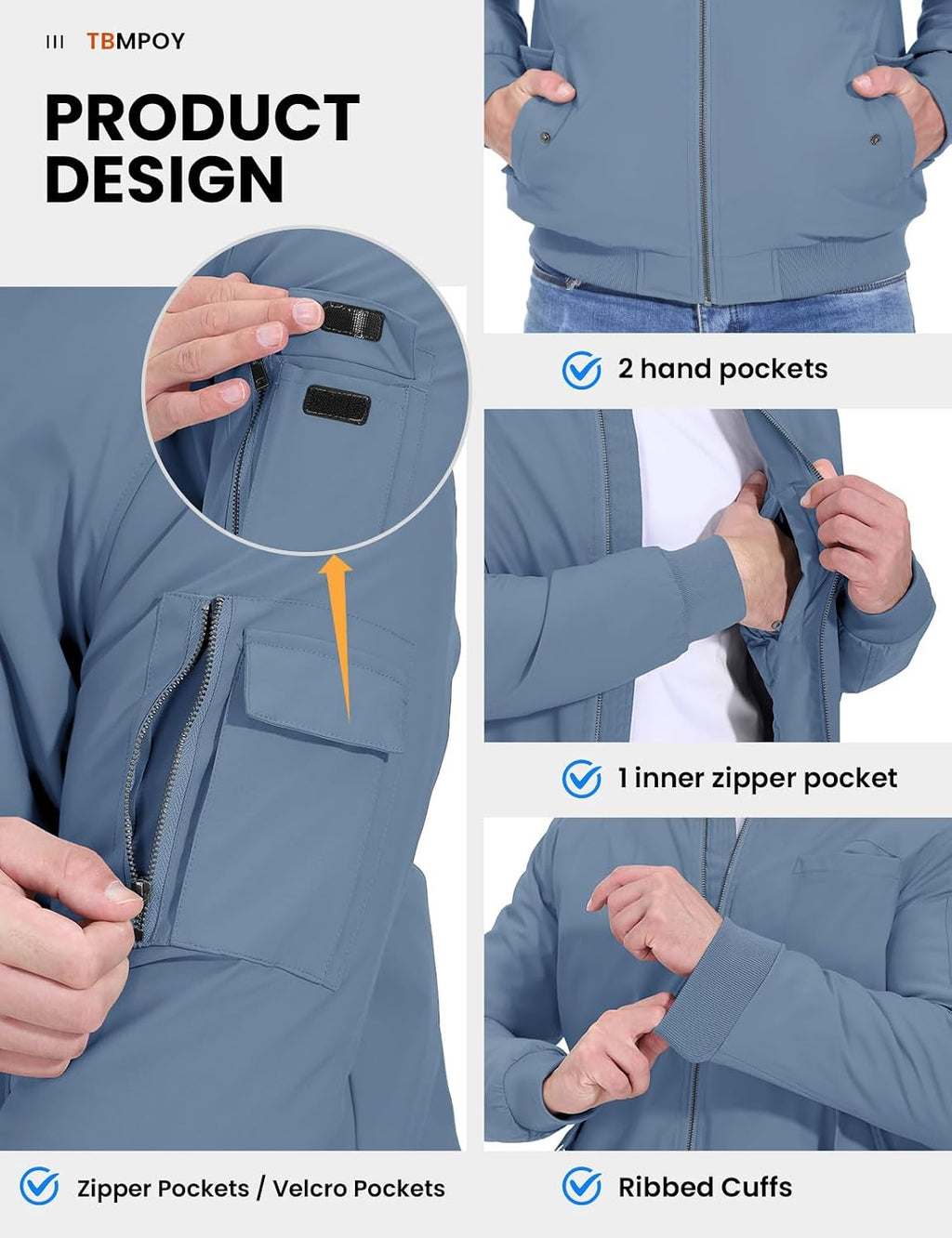 TBMPOY Men's Winter Bomber Jacket Fall Casual Windbreaker Softshell Jackets