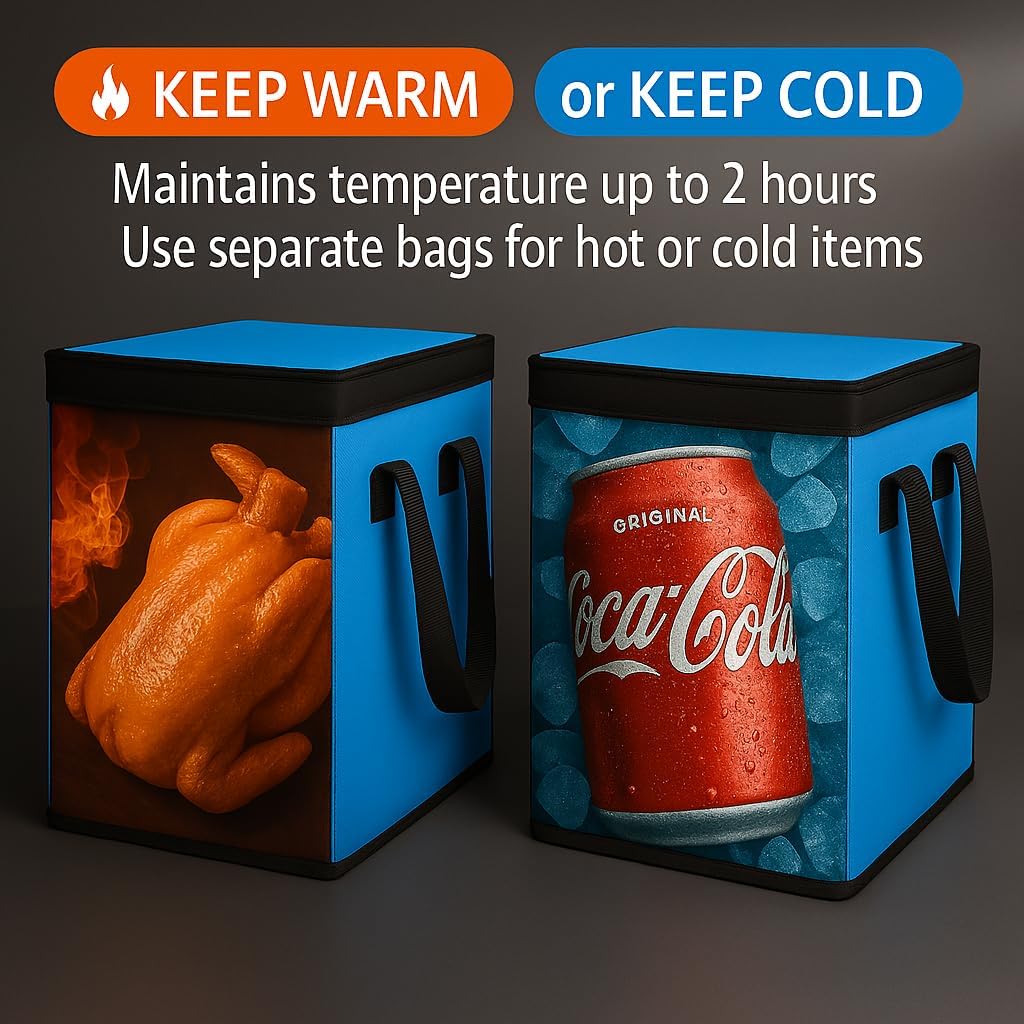 XXXL Insulated Food Delivery Bag Cooler Bags Keep Food Warm Catering Therma for doordash Catering Cooler Bags Keep Food Warm Catering Therma Catering Shopper hot Blue Blue…