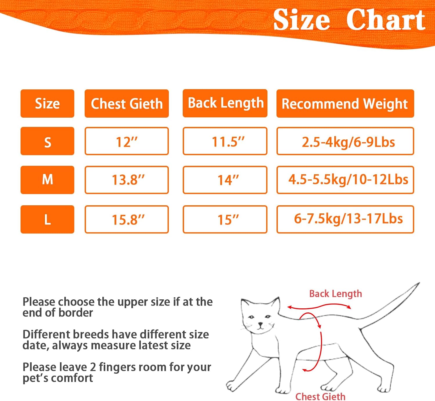 PUPTECK Winter Dog Cat Sweater Coat - Soft Cold Weather Clothes Knitwear for Kitties &amp; Small Dogs Indoor Outdoor Walking Warm, Knitted Classic for Doggies Kitties Girls Boys, Orange M