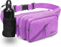 Fanny Pack Waterproof Waist Bag Pack Men Women Hip Bum Bag With Water Bottle Holder Adjustable Strap Suitable For Outdoors Workout Traveling Hiking Cycling Dog Walking Pouch Bag(Purple)