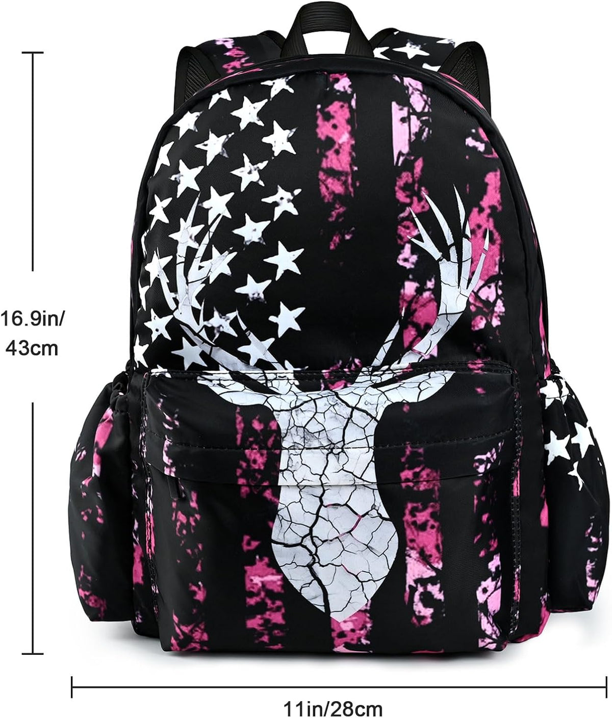 Camo Deer School Backpack for Girls Boys Teens Bookbag 17 Inch Laptop Backpack for Sports Travel Camping