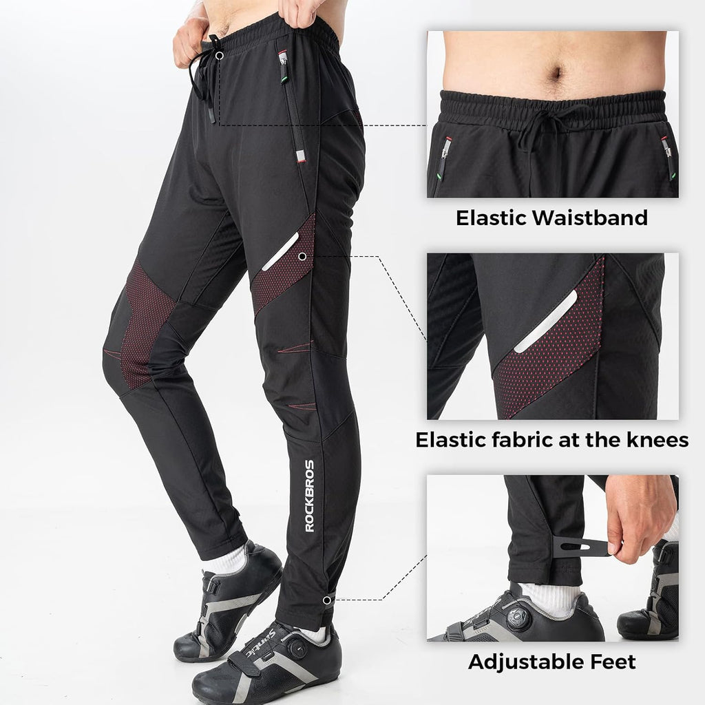 ROCKBROS Winter Cycling Pants for Men Windproof 3-Layer Warmth Road Bike