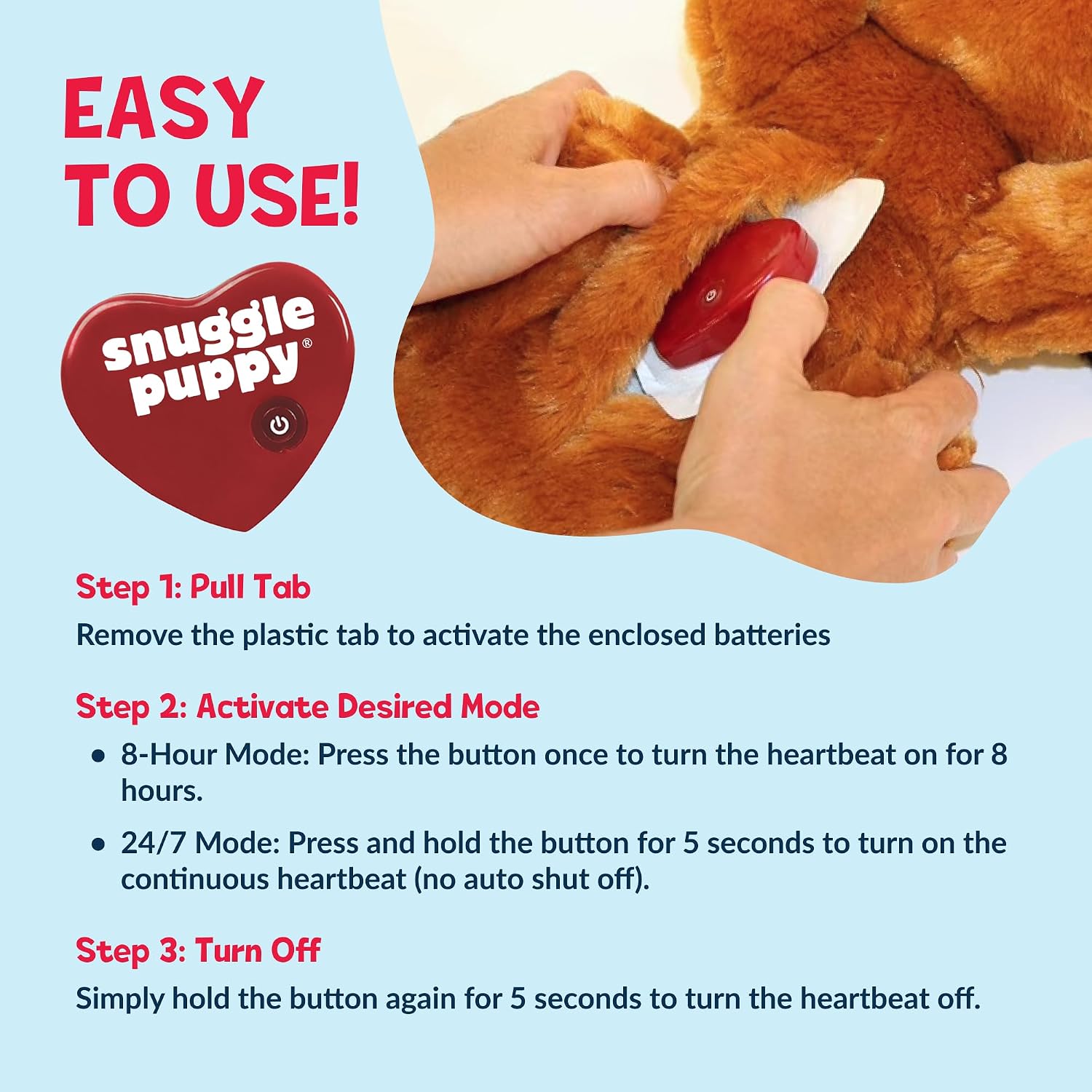 Snuggle Puppy Heartbeat Dog Toy for Puppies, Real-Feel Heartbeat, Calming Sleep Aid and Crate Training Comfort Toy with Heat Pack, Brown & White Beagle