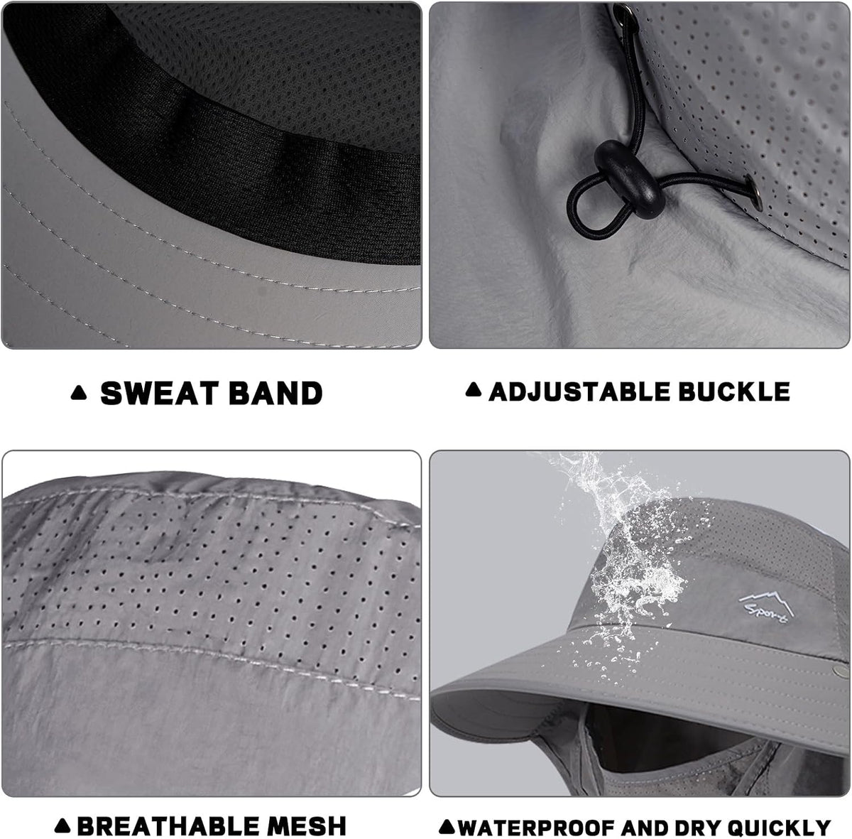 Rosoz Sun Hat for Men Women with Neck Flap& Removable Face Cover Wide Brim