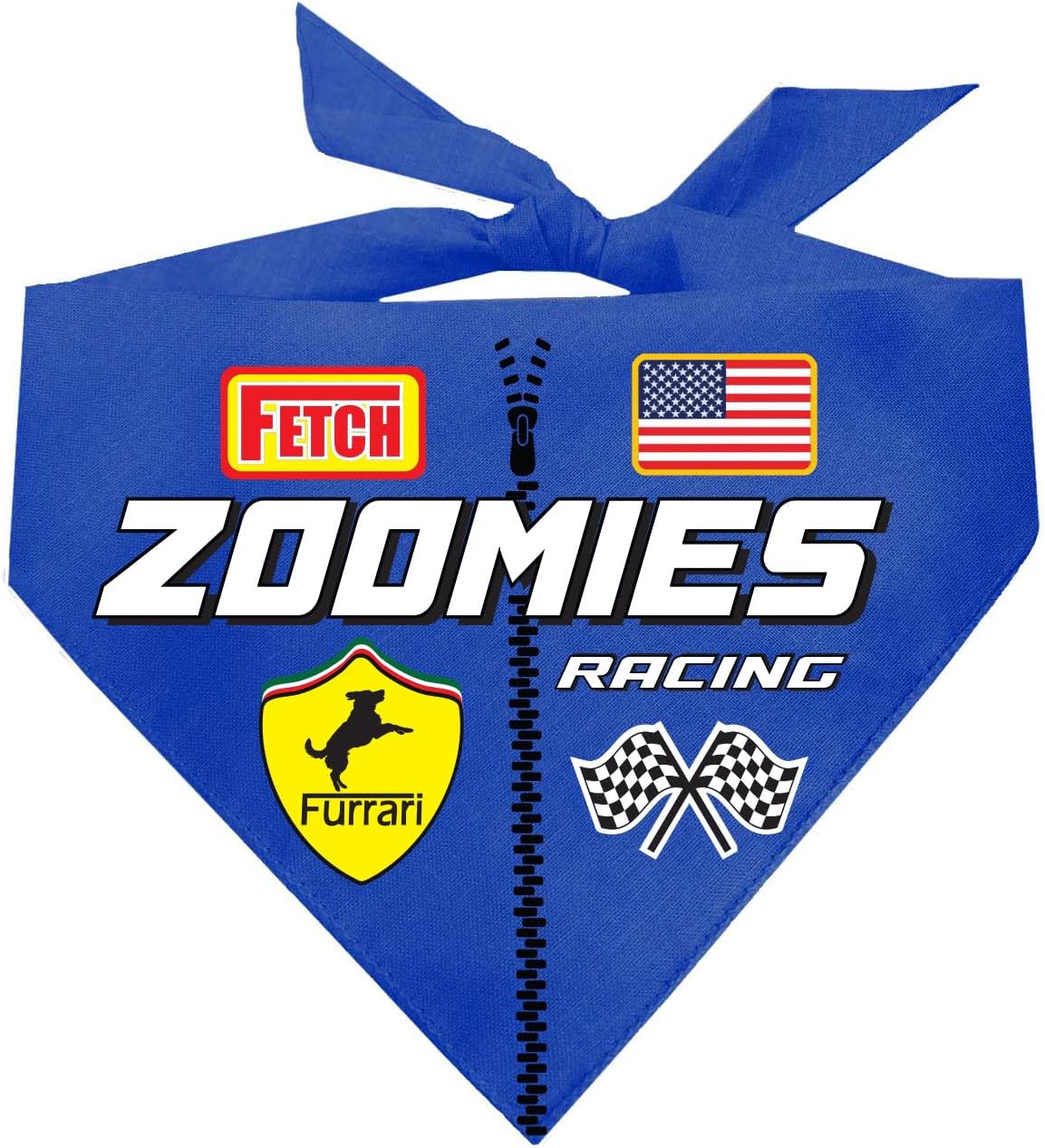 Zoomies Racecar Driver Costume Dog Bandana | 100% Cotton Adjustable Triangle | Made in USA | Pit Crew | Checkered Flag | Fast |Red, One Size (1401)