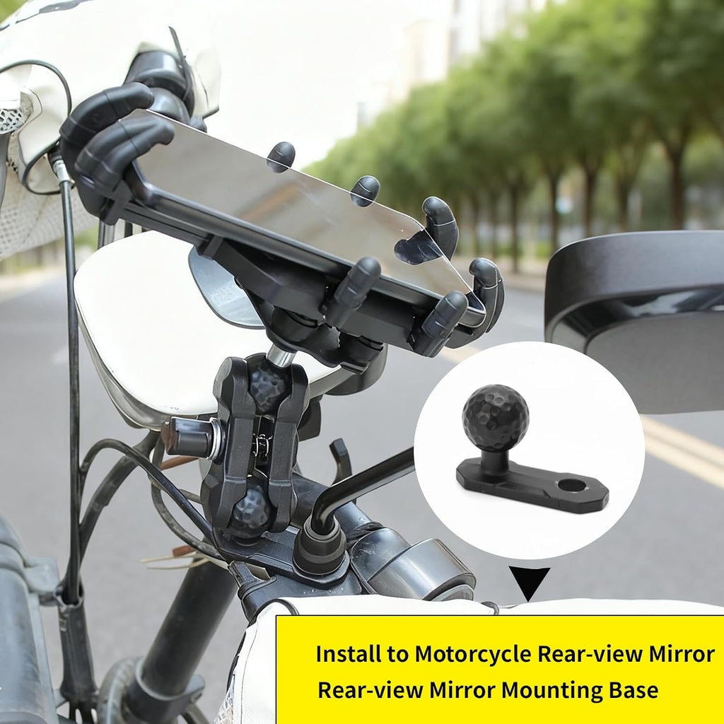 Motorcycle Phone Mount Holder, Motorcycle Cell Phone Holder with Vibration Dampener, 360° Rotate Adjustable Bike Phone Mount Handlebar Cellphone Holder for 5.2''-6.6'' Smartphones