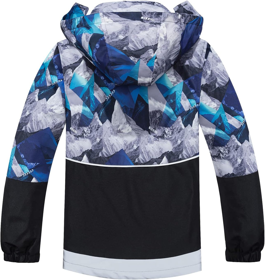MGEOY Kids Rain Jacket, Waterproof Lightweight Hooded Windbreaker for Boys Girls 4-16Y