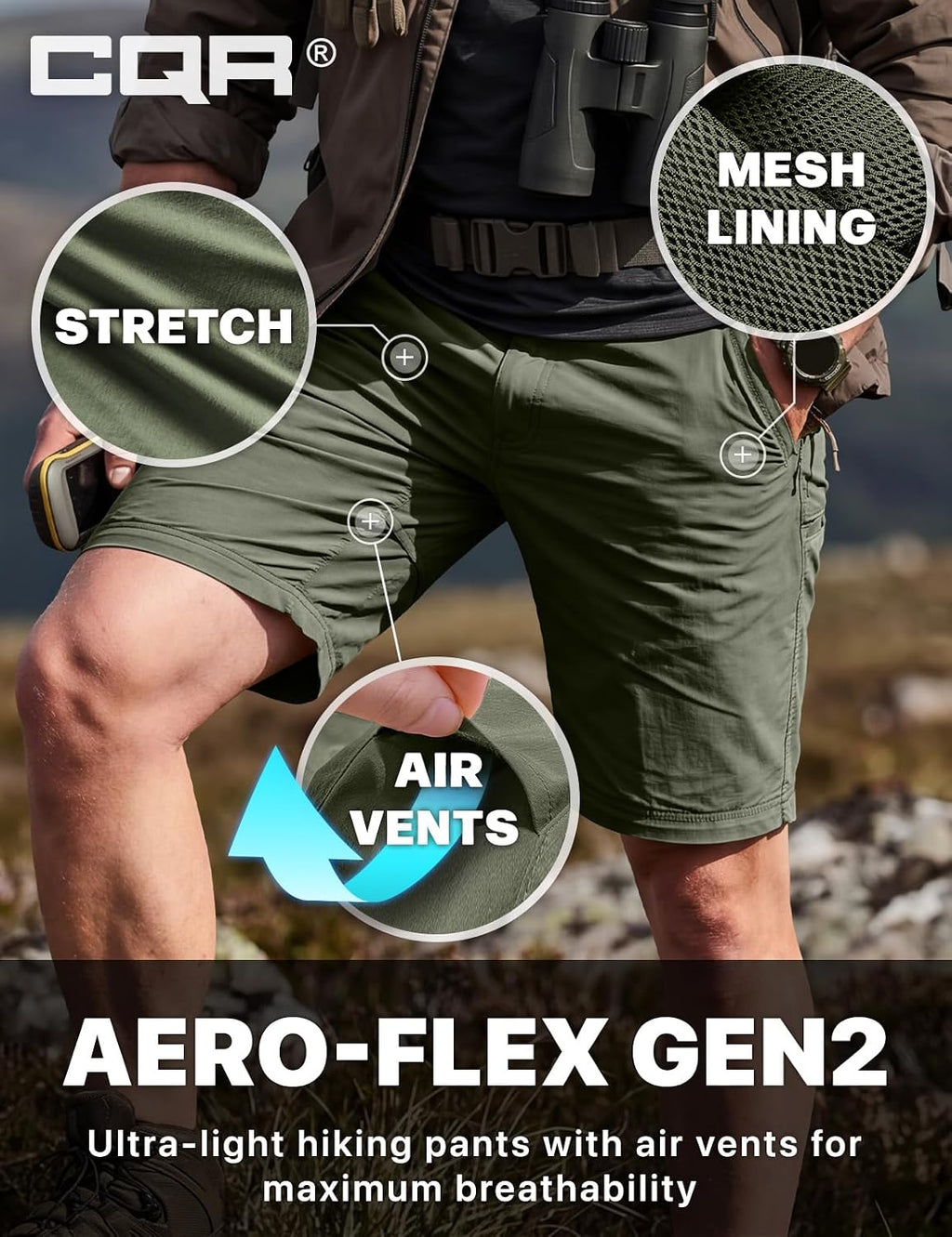 CQR Men's Convertible Cargo Tactical Pants, Water Resistant Outdoor Hiking Pants, Zip Off Lightweight Stretch Work Pants