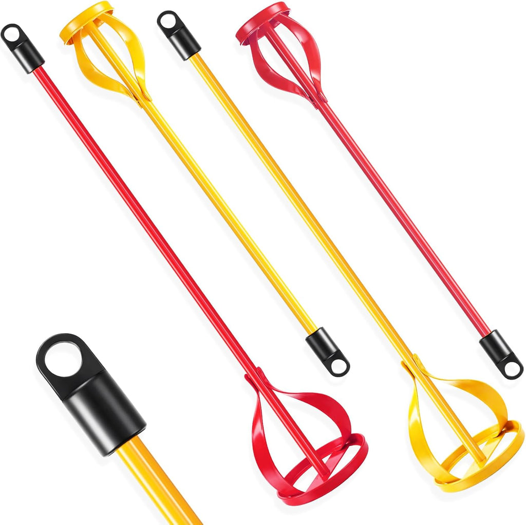 4 Pcs Paint Mixer for Drill Paint Stirrer Fits 1-5 Gallon Buckets for All Standard Drill Bits, 2 Large and 2 Medium - Zinc Plated Stirrer Mixer Rods for Concrete Resin Epoxy(Gold, Silver)
