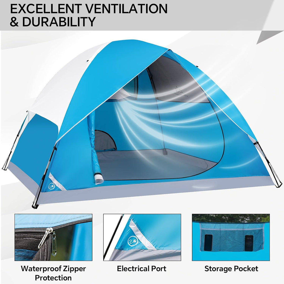 JELUCAMP 1/2/4/6 Person Dome Tents for Camping Lightweight Backpacking Tent