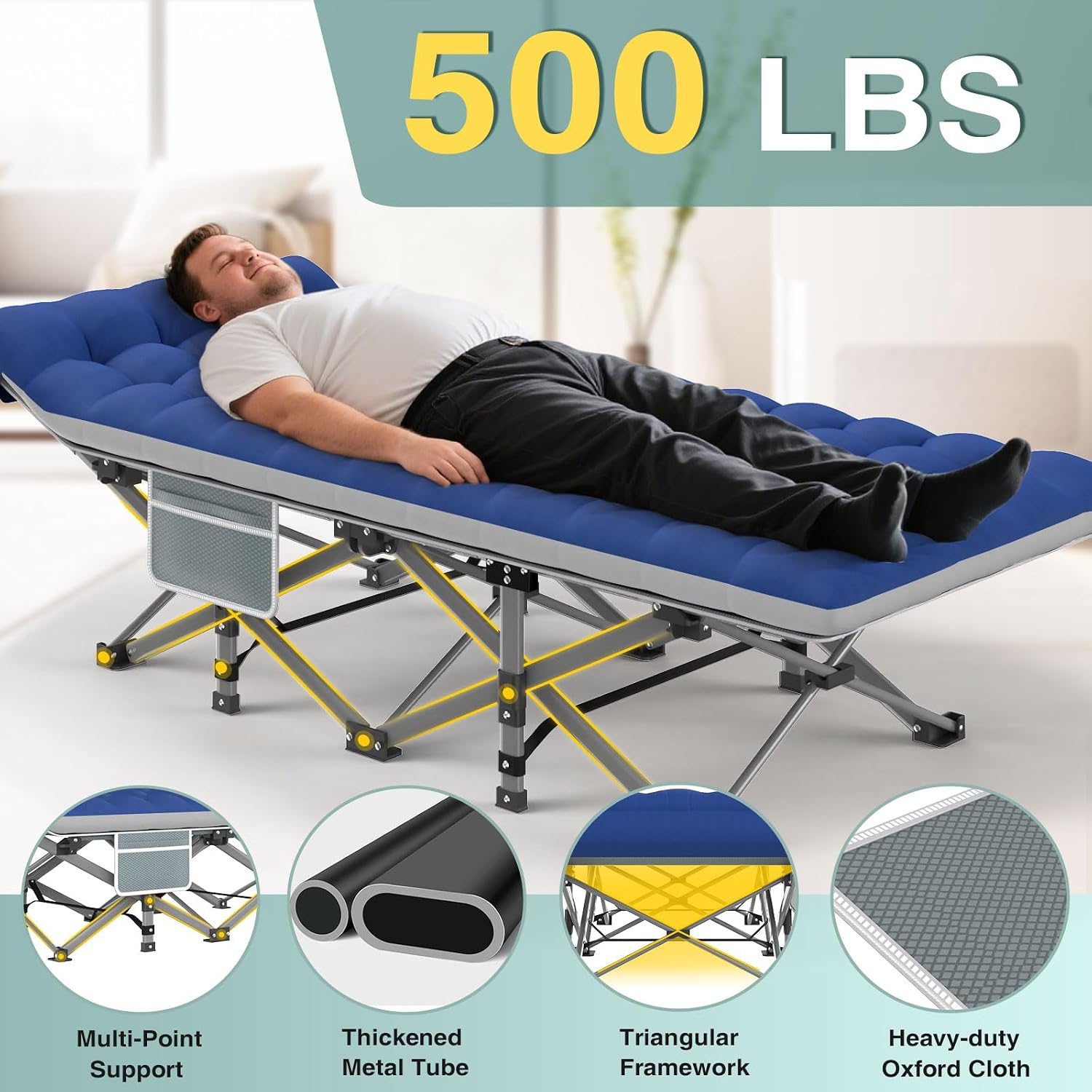 ZENPETIO Folding Camping Cot for Adults, 28" Heavy-Duty Portable Cots Bed