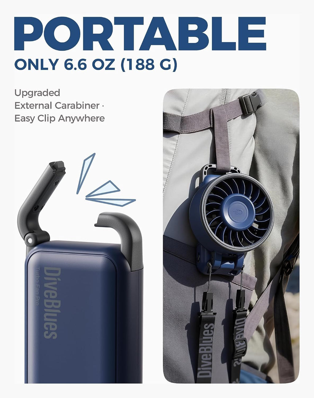 Diveblues Fanzy D6036 Portable Handheld Fan, Harbor Blue