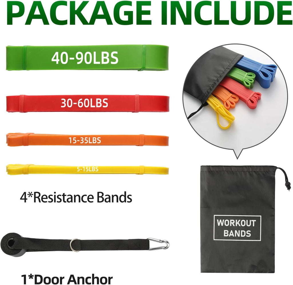 Resistance Bands for Working Out, 5-125LBS Pull Up Assist Bands Set