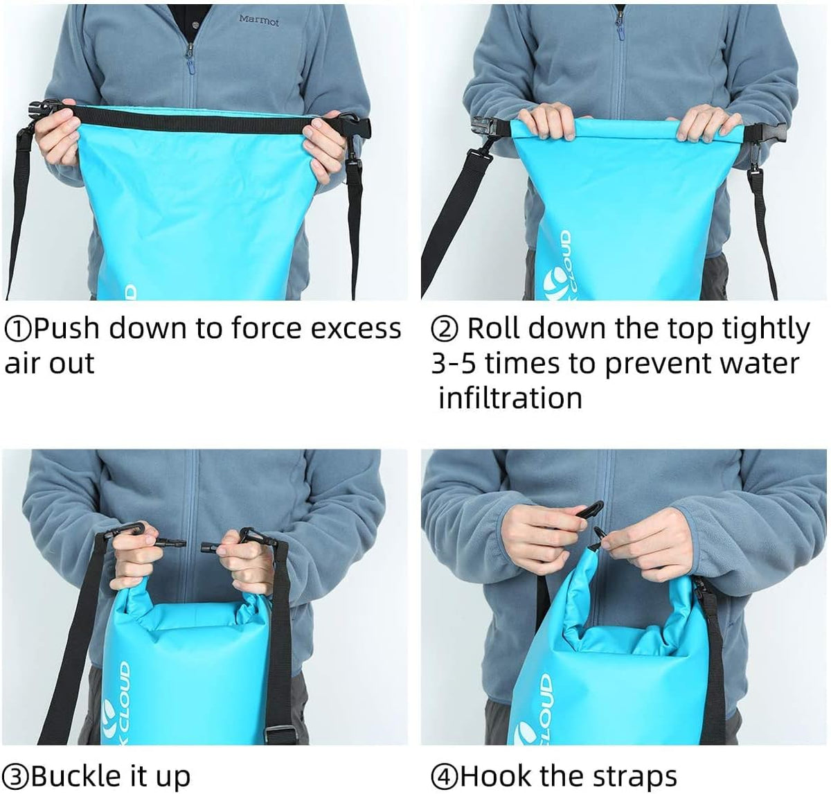 ROCK CLOUD Dry Bag Waterproof 10L Dry Sack for Kayaking Rafting Boating Beach Surfing Swimming Canoe Camping Hiking Fishing Ski, Orange