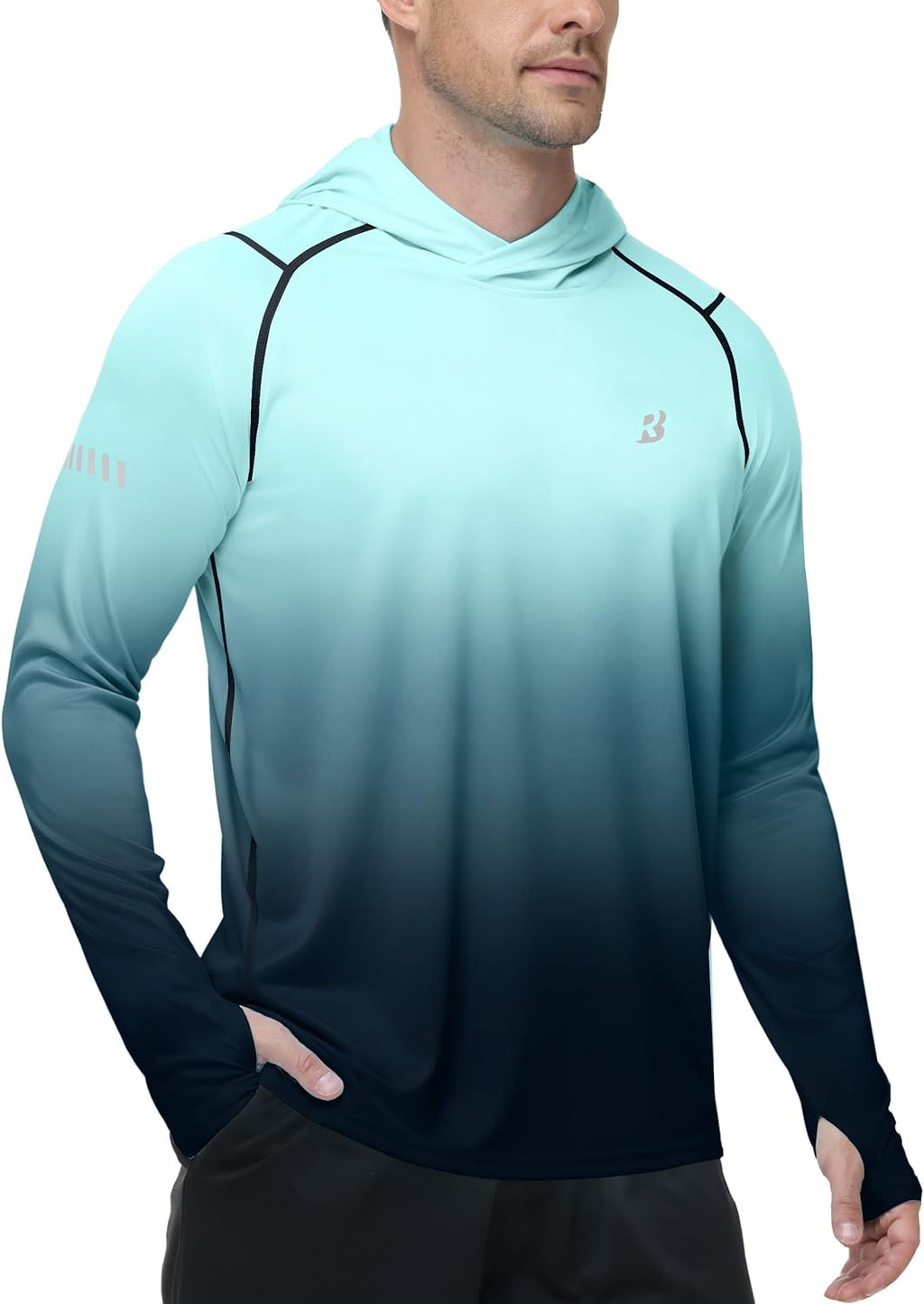 Roadbox Men's UPF 50+ Sun Hoodie, UV Long Sleeve Fishing Shirts Rash Guard