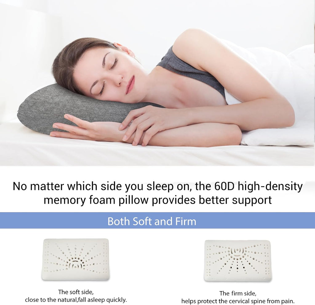 Memory Foam Travel Pillow 9.8"x15.7" Compact Camping Pillow