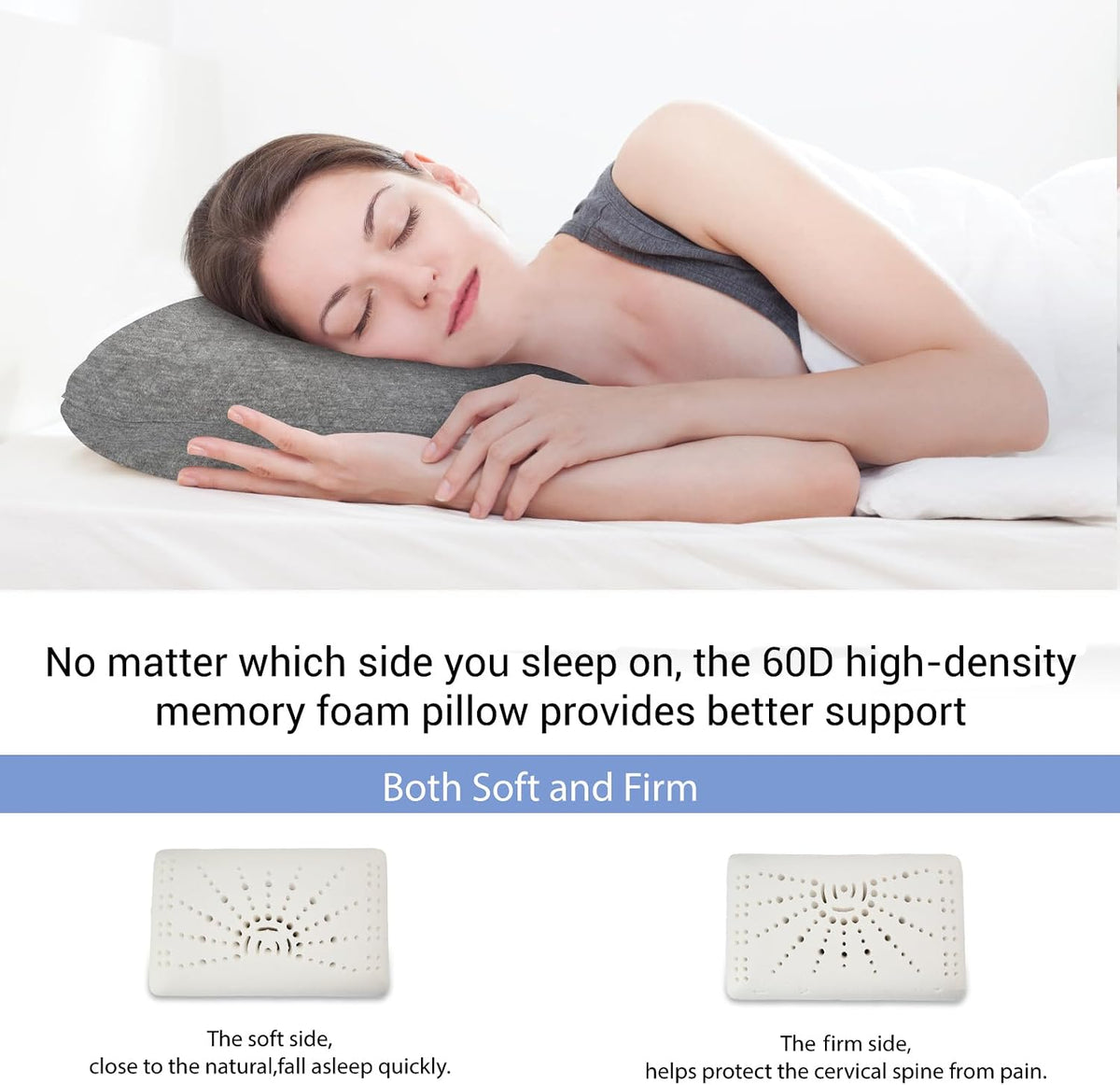 Memory Foam Travel Pillow 9.8"x15.7" Compact Camping Pillow