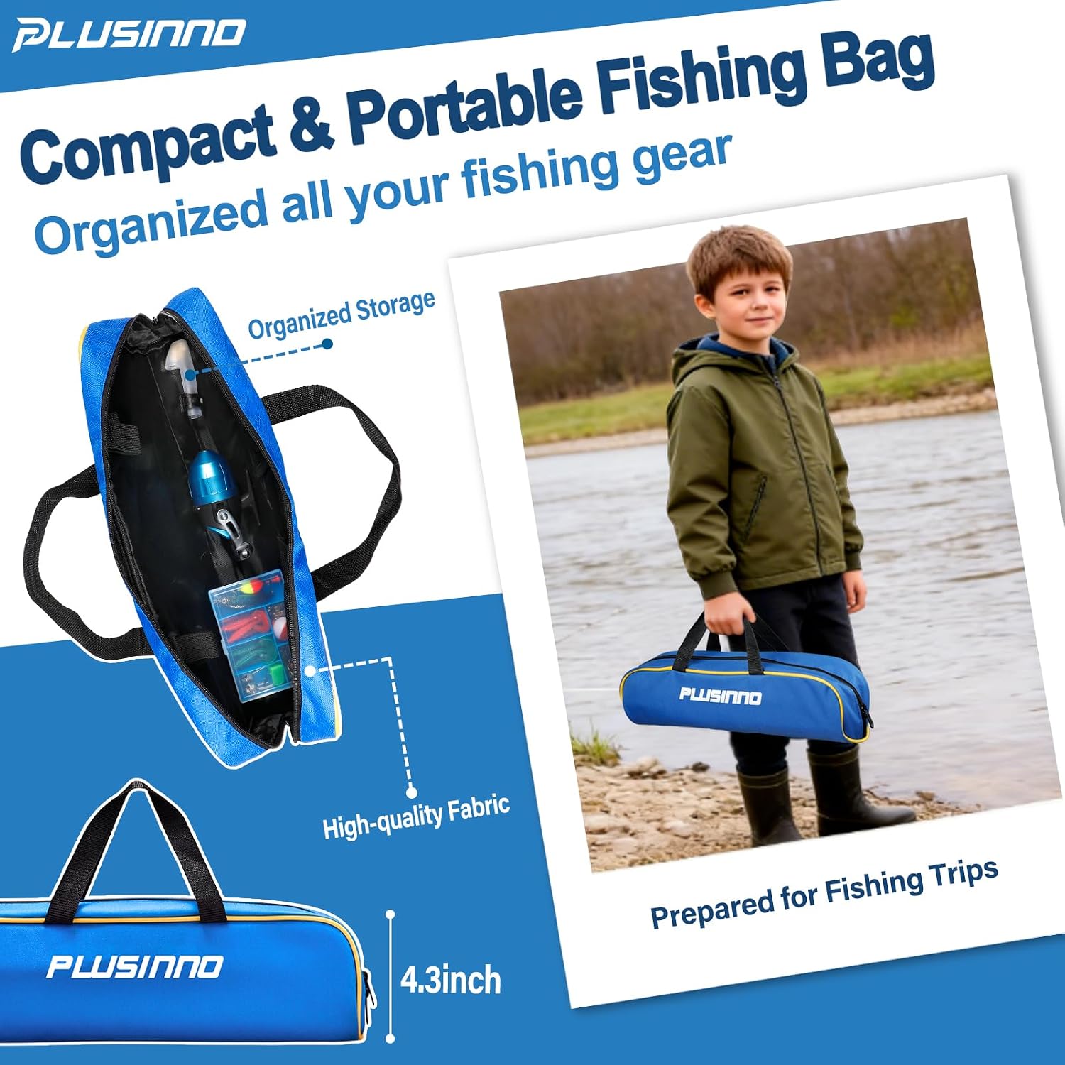 PLUSINNO Kids Fishing Pole with Spincast Reel Telescopic Fishing Rod Combo Full Kits for Boys, Girls, and Adults