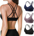 VEQKING Strappy Cross Back Women Sports Bras with Removable Cups