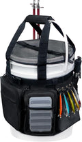 Fishing Bucket Organizer with Bucket Cover Fishing Tackle Bag with Rod & Plier Holder, Multi-Pockets for 5 Gallon Bucket Fishing Gear & Accessories Father Gifts