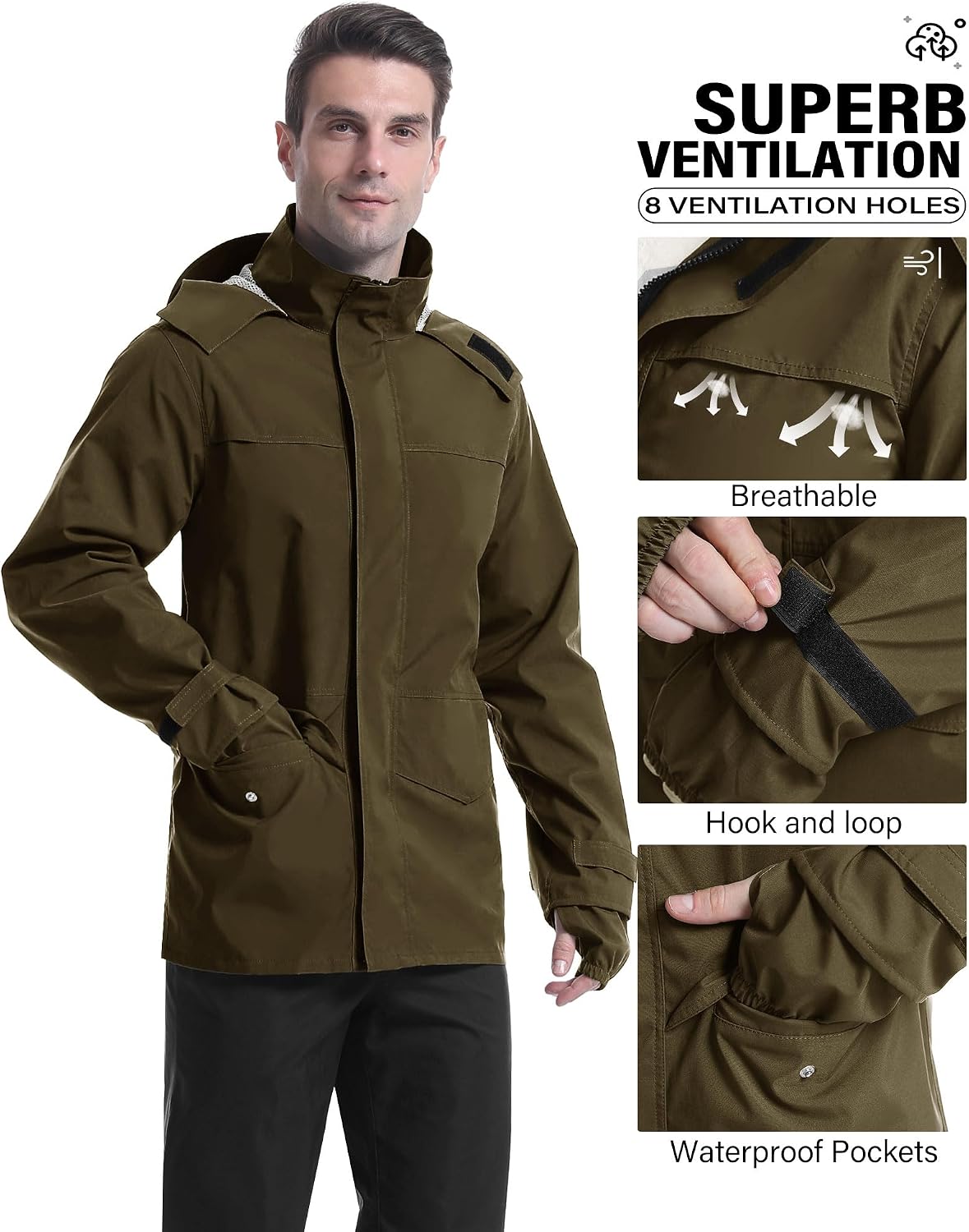 iCreek Rain Suit Waterproof Breathable Lightweight 2-Piece Rain Gear Unisex