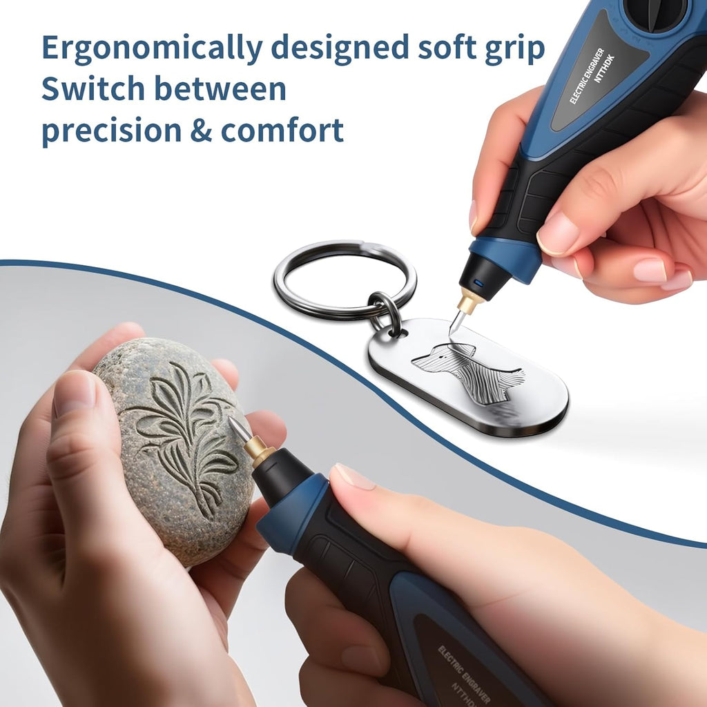 Engraver Pen, 25W 6 Speed Engraving Pen for Metal, Wood, Glass and Plastic, Handheld Engraving Etching Tool with Tungsten Carbide Steel Bit and Hex Key