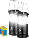 Etekcity LED Camping Lanterns, Battery Operated, 2 Pack | Power Outages, Hurricane Preparedness, Camping, Emergency Kit, Water Resistant, Collapsible Design, Batteries Included