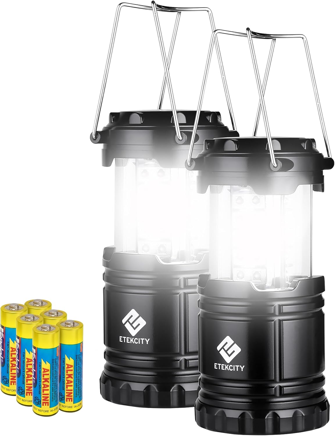Etekcity LED Camping Lanterns, Battery Operated, 2 Pack | Power Outages, Hurricane Preparedness, Camping, Emergency Kit, Water Resistant, Collapsible Design, Batteries Included