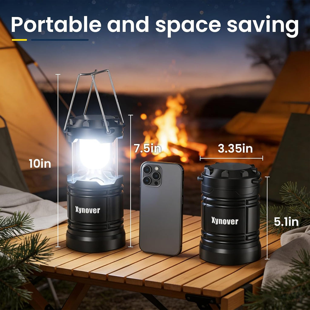 4-Pack Camping Lanterns,LED Lights Powered By Battery,Magnetic Base,Hanging Hook,Collapsible, Waterproof for Emergency, Hiking,Hurricane,Campsites,Lanterns for Power Outages