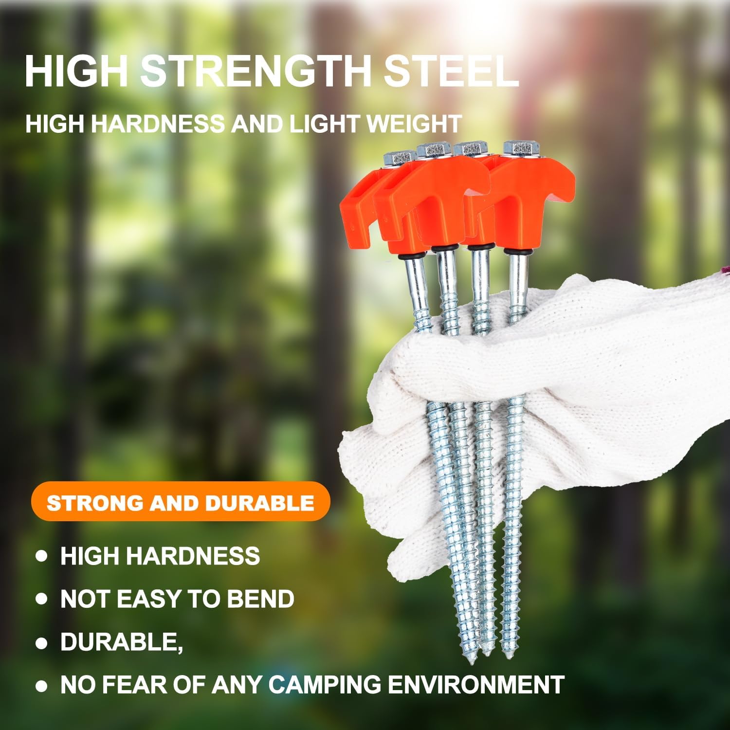 12 Pack Screw in Tent Stakes Heavy Duty,8 ’’ Ground Anchors Screw in,Metal Stakes with Hex Head Driver and Sturdy Storage Box. (12, Orange)