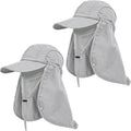 2Pack Men’s Foldable Sun Hat with Removable Face Mask & Neck Flap, UPF 50+ UV Protection, Quick-Drying Outdoor Fishing Cap