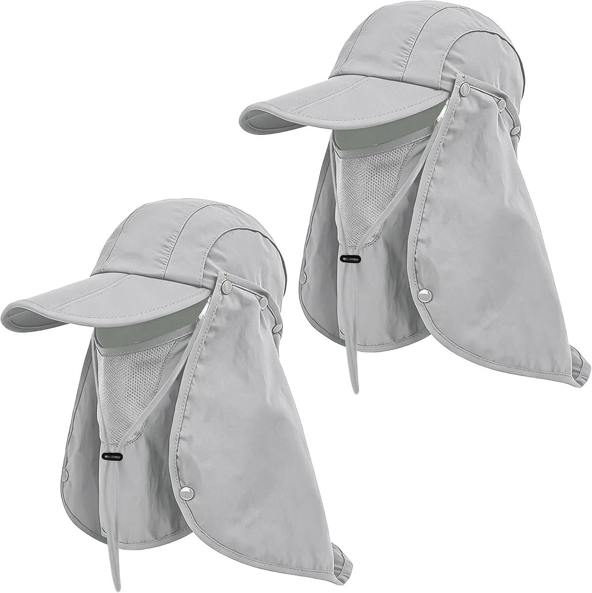 2Pack Men’s Foldable Sun Hat with Removable Face Mask & Neck Flap, UPF 50+ UV Protection, Quick-Drying Outdoor Fishing Cap