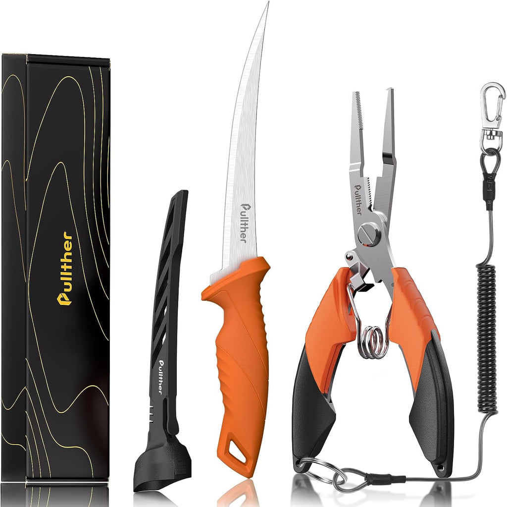 2PC Fishing Tool Kit - 7" Fillet Knife,Fishing Pliers