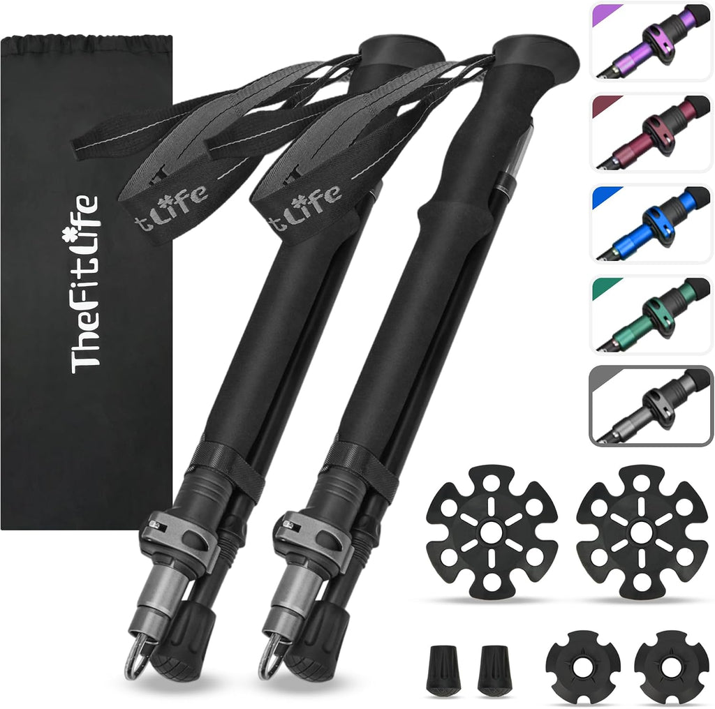 TheFitLife Folding Trekking Poles for Hiking, Lightweight Walking Sticks