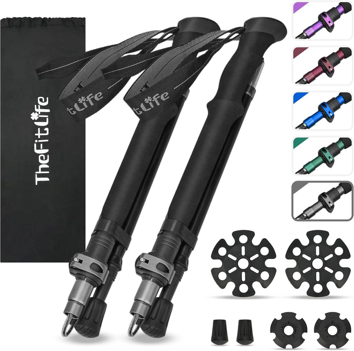 TheFitLife Folding Trekking Poles for Hiking, Lightweight Walking Sticks
