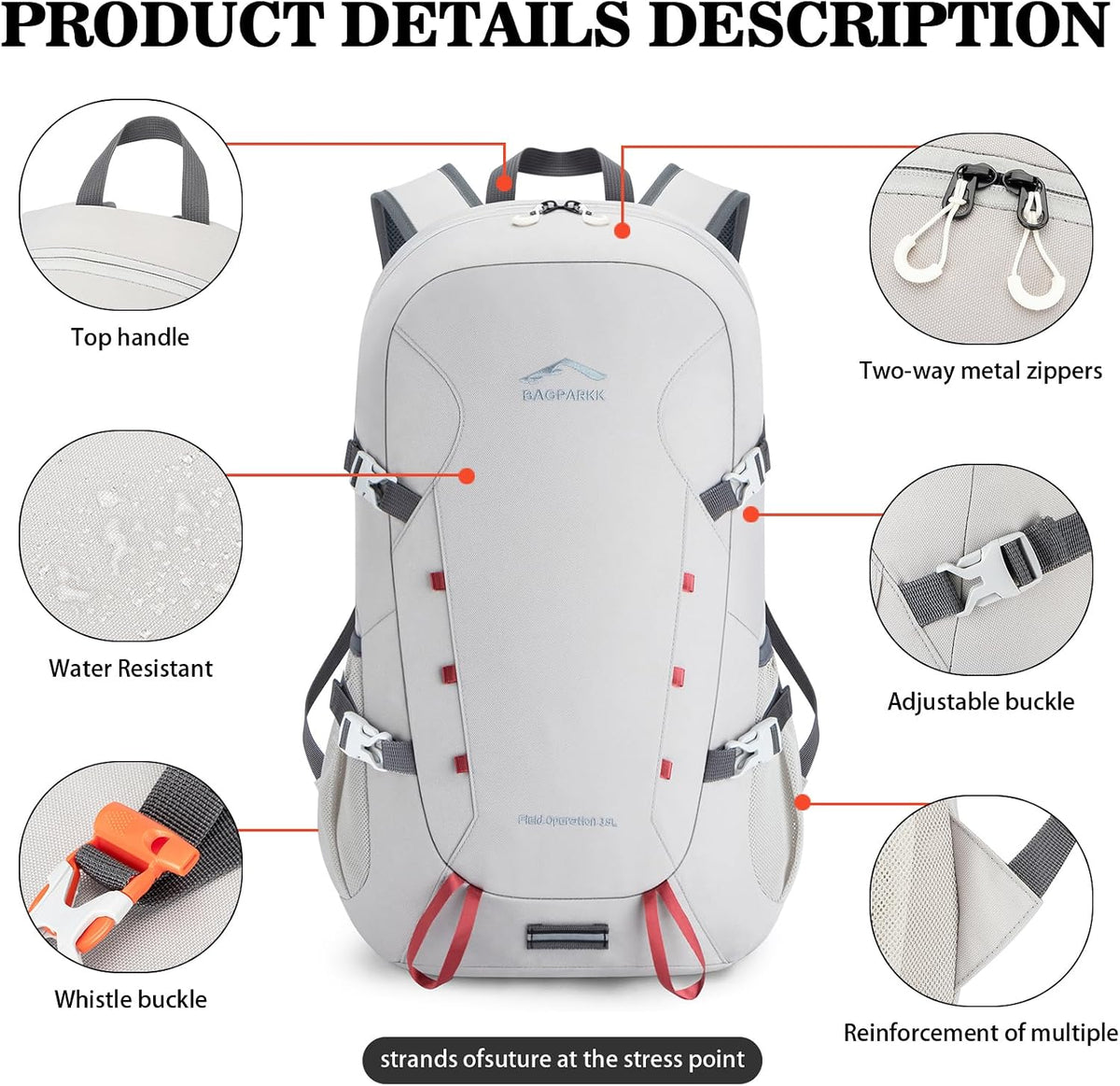 BAGPARKK 35L Ultra Lightweight Foldable Packable Hiking Backpack