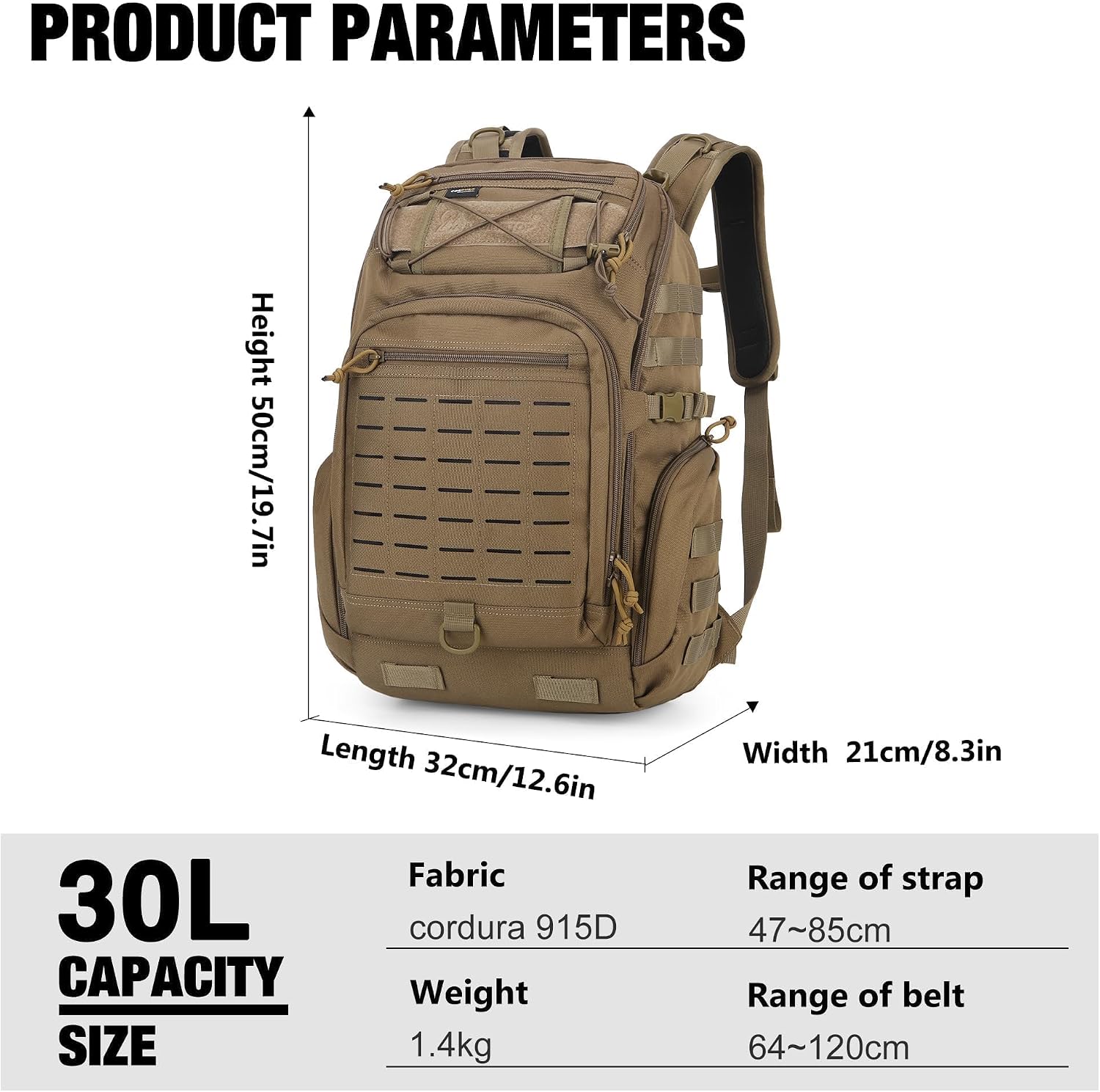 Mardingtop 30L Molle Military Backpack, Tactical Backpack for Men, Cordura Backpack for Hiking,Camping,Trekking