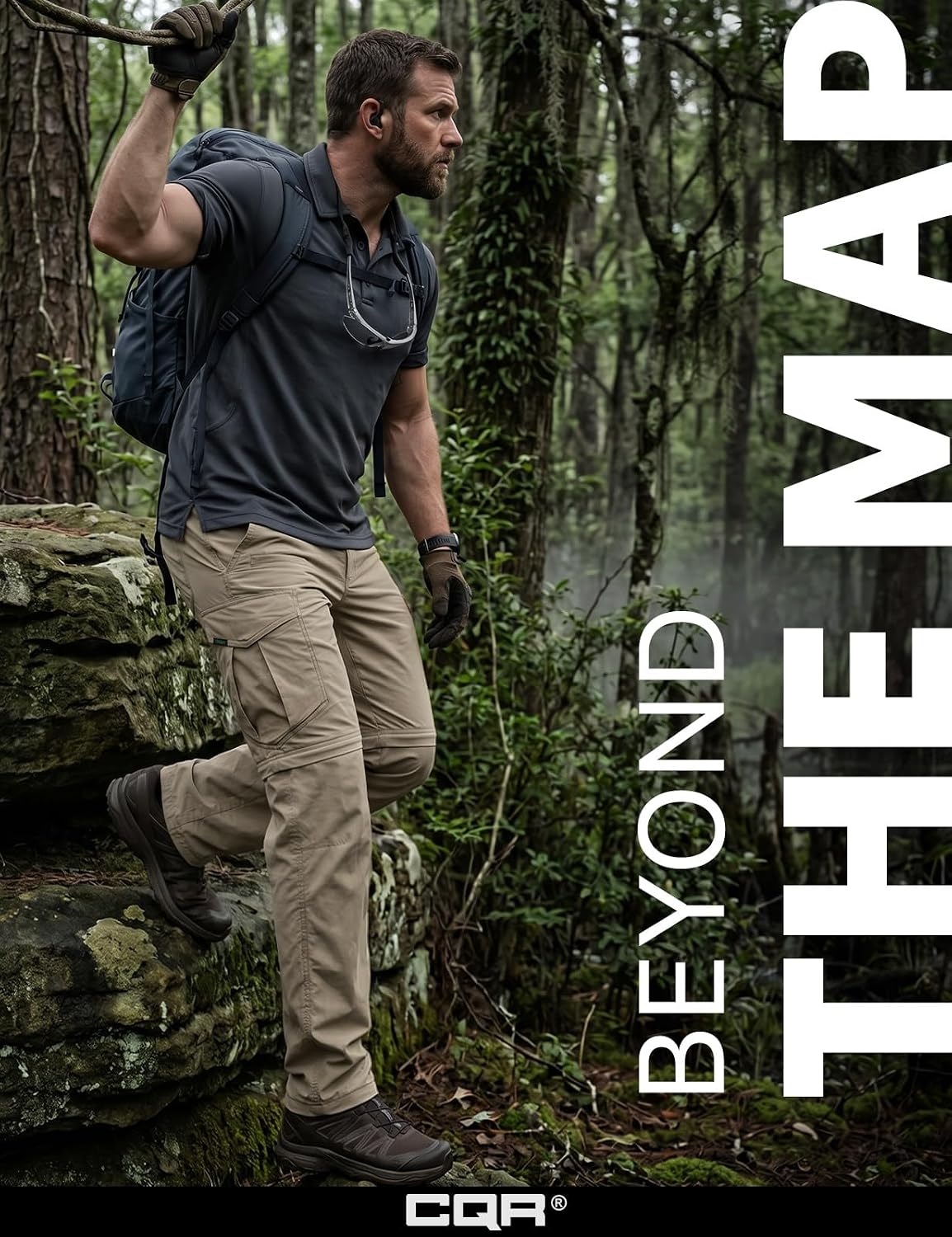 CQR Men's Convertible Cargo Tactical Pants, Water Resistant Outdoor Hiking Pants, Zip Off Lightweight Stretch Work Pants