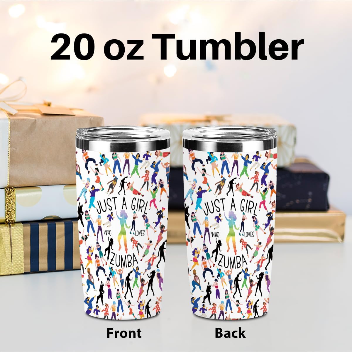 Dance Gifts Zumba Lovers Gift Tumbler, 20 oz Stainless Steel Coffee Mug, Insulated Cup with Lid for Car,Dancing Gifts for Girls Dancer Sister Friend Fitness Teacher Appreciation Birthday Christmas
