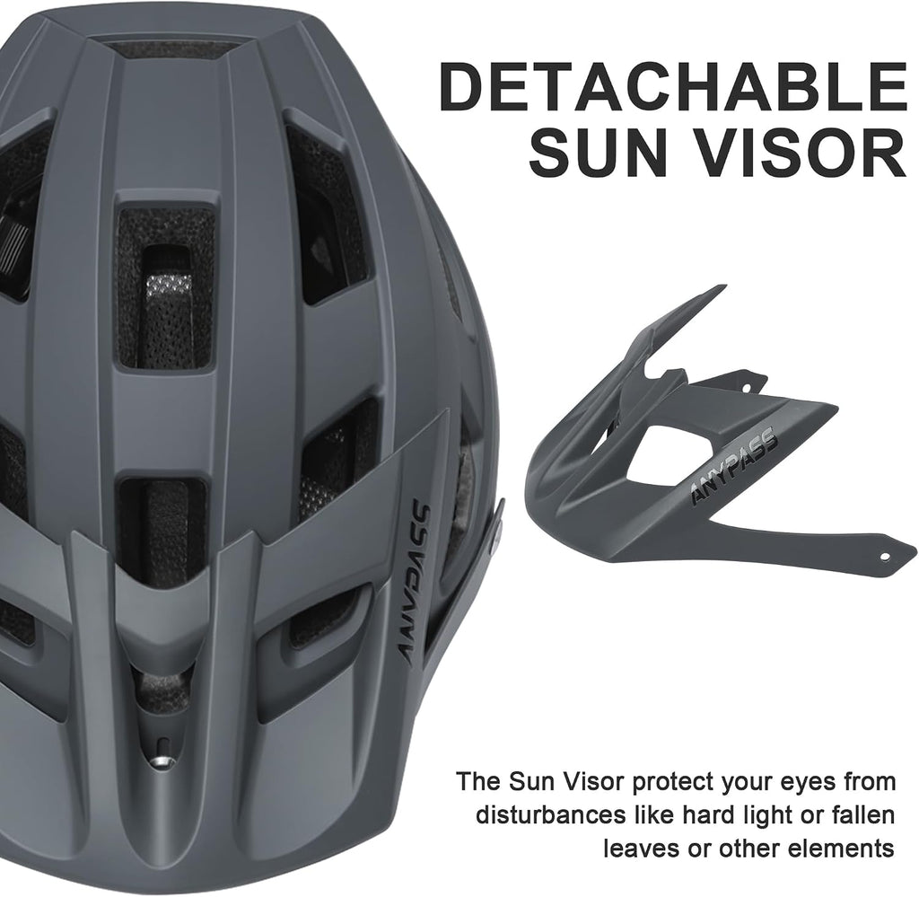 Mountain Bike Helmet Adult Men Women - Ultra Comfort, Super Lightweight Bicycle Helmets, MTB Cycling Gear Biking Accessories with Adjustable Fit & Removable Sun Visor