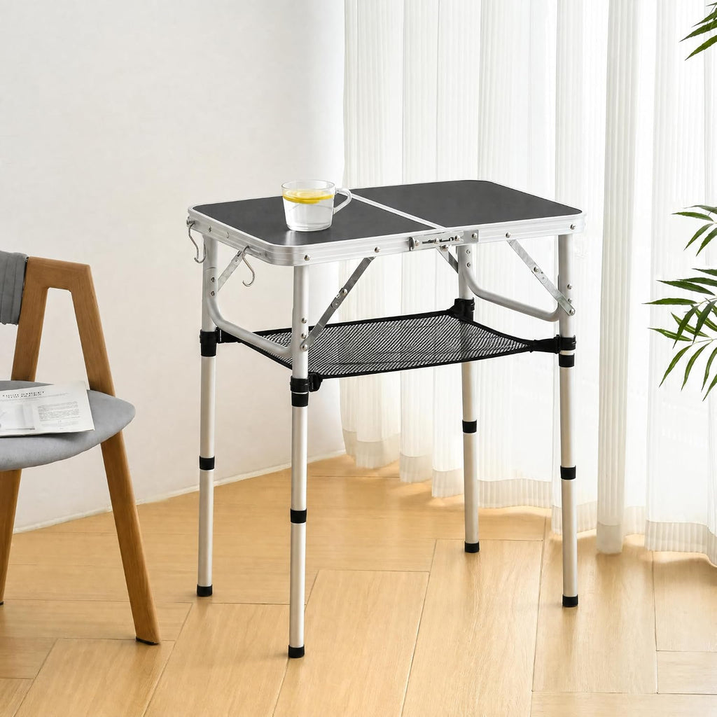 Folding Table Small, 24''L x16''W Camp Aluminum Table, Lightweight Portable